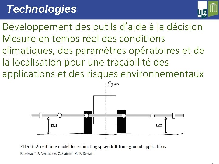 Technologies Développement des outils d’aide à la décision Mesure en temps réel des conditions