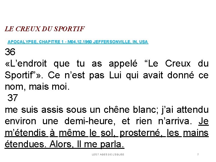 LE CREUX DU SPORTIF APOCALYPSE, CHAPITRE 1 - M 04. 12. 1960 JEFFERSONVILLE, IN, LE CREUX DU SPORTIF APOCALYPSE, CHAPITRE 1 - M 04. 12. 1960 JEFFERSONVILLE, IN,
