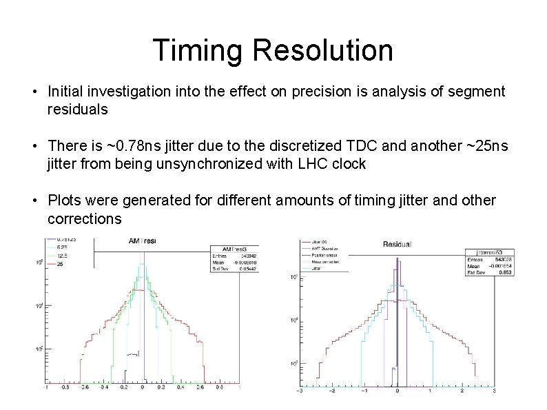 Timing Resolution • Initial investigation into the effect on precision is analysis of segment