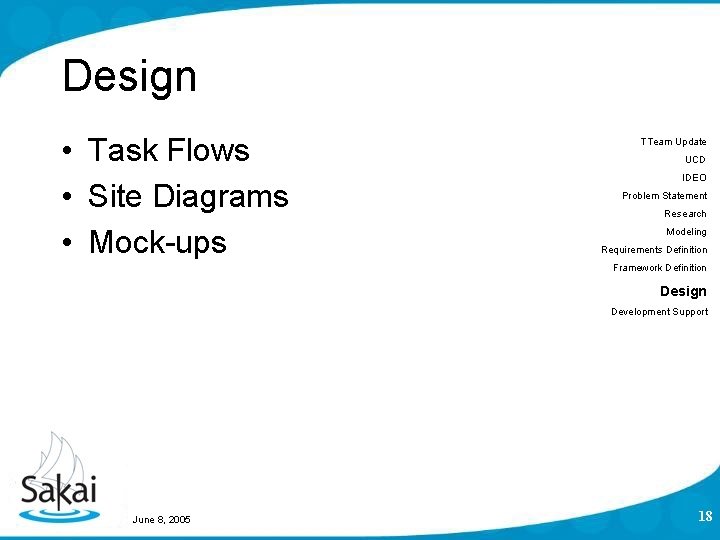 Design • Task Flows • Site Diagrams • Mock-ups TTeam Update UCD IDEO Problem Design • Task Flows • Site Diagrams • Mock-ups TTeam Update UCD IDEO Problem