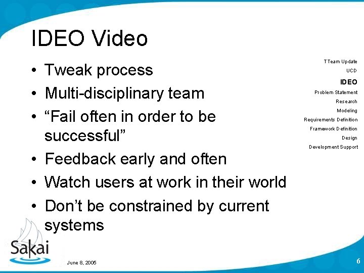 IDEO Video • Tweak process • Multi-disciplinary team • “Fail often in order to IDEO Video • Tweak process • Multi-disciplinary team • “Fail often in order to