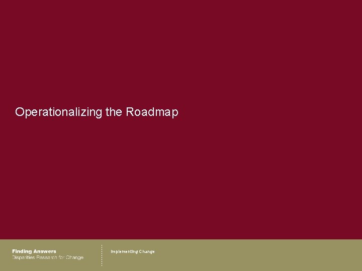 Operationalizing the Roadmap Implementing Change 