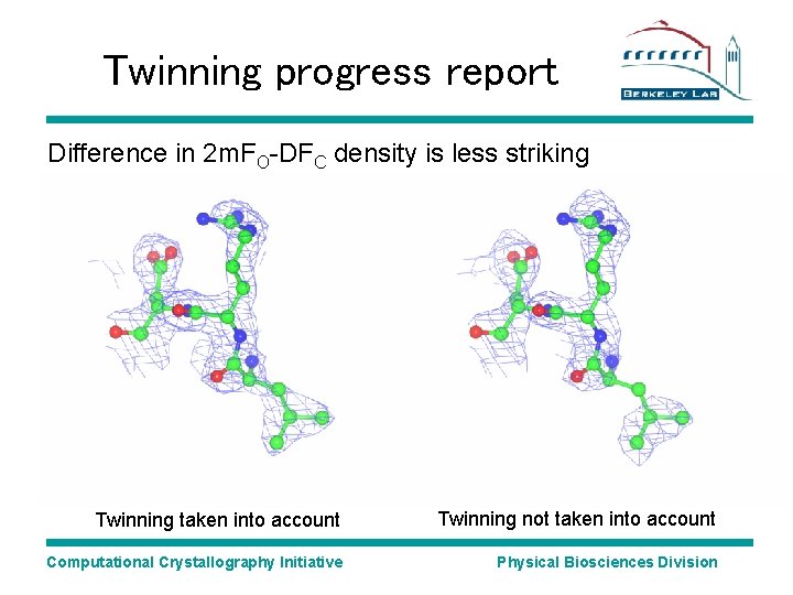 Twinning progress report Difference in 2 m. FO-DFC density is less striking Twinning taken Twinning progress report Difference in 2 m. FO-DFC density is less striking Twinning taken