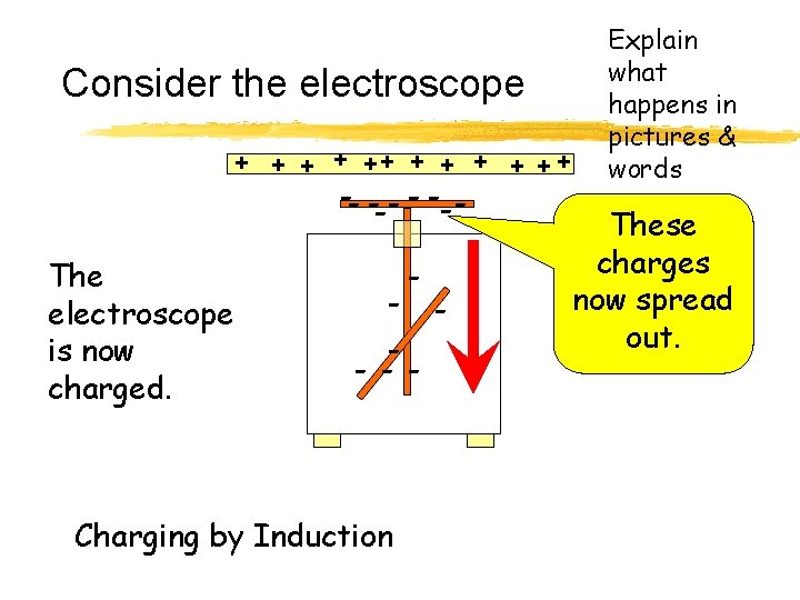 Consider the electroscope + + ++ + + + -- - -- The electroscope
