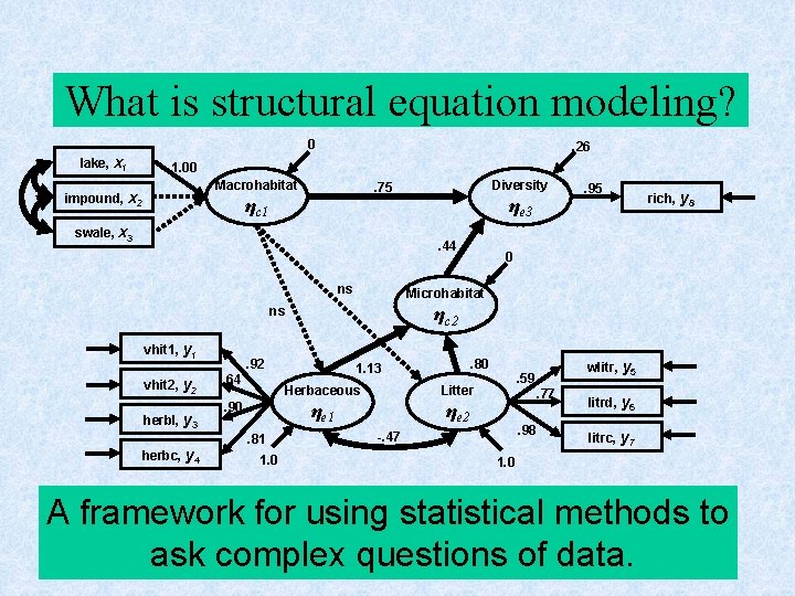 What is structural equation modeling? 0 lake, x 1 . 26 1. 00 Macrohabitat