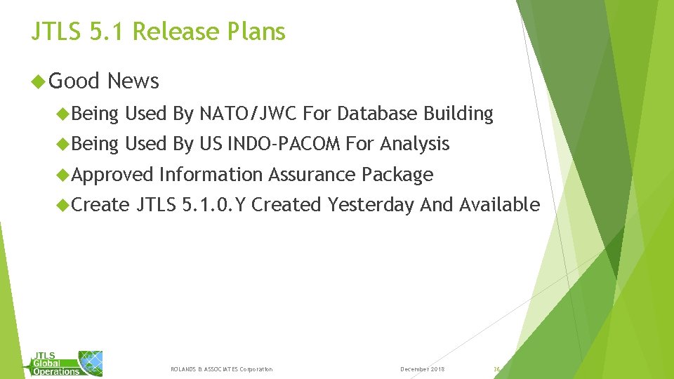 JTLS 5. 1 Release Plans Good News Being Used By NATO/JWC For Database Building JTLS 5. 1 Release Plans Good News Being Used By NATO/JWC For Database Building