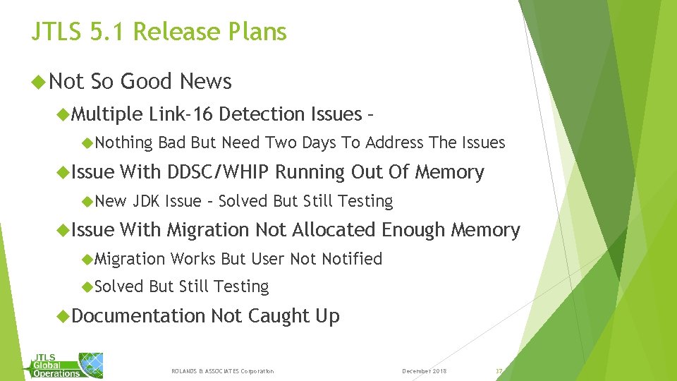JTLS 5. 1 Release Plans Not So Good News Multiple Link-16 Detection Issues – JTLS 5. 1 Release Plans Not So Good News Multiple Link-16 Detection Issues –