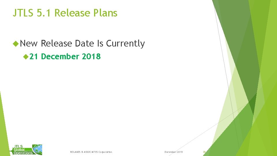 JTLS 5. 1 Release Plans New 21 Release Date Is Currently December 2018 ROLANDS JTLS 5. 1 Release Plans New 21 Release Date Is Currently December 2018 ROLANDS