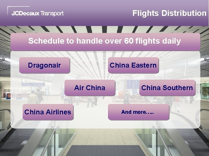 Flights Distribution Schedule to handle over 60 flights daily Dragonair China Eastern Air China