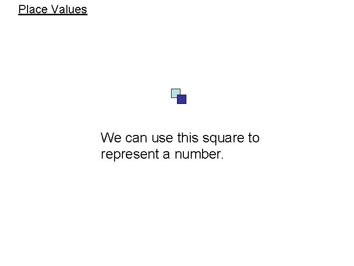 Place Values We can use this square to represent a number. 