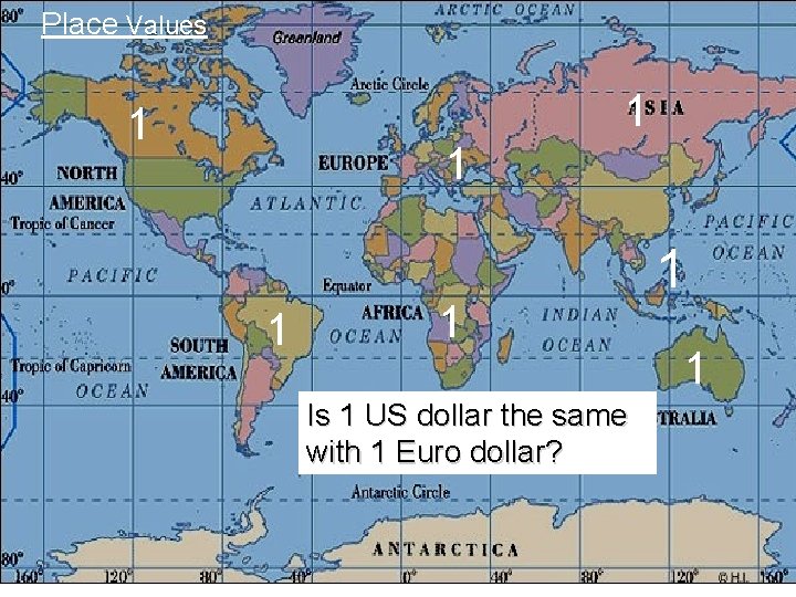 Place Values 1 1 1 Is 1 US dollar the same with 1 Euro