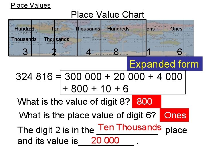 Place Values Place Value Chart Hundred Ten Thousands 3 2 Thousands 4 Hundreds 8