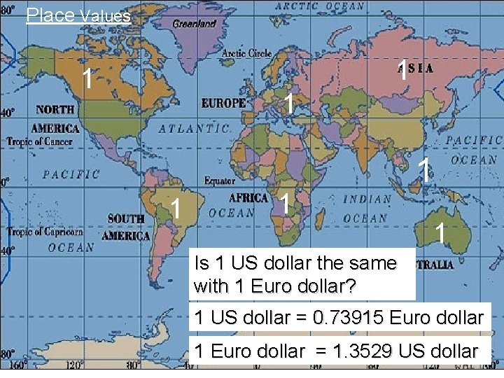 Place Values 1 1 1 1 Is 1 US dollar the same with 1