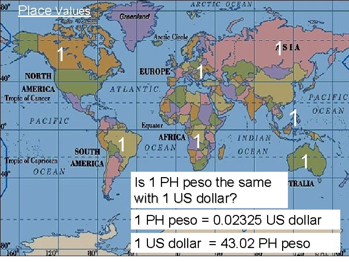 Place Values 1 1 1 1 Is 1 PH peso the same with 1