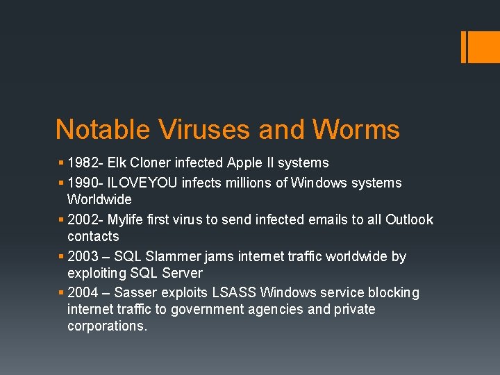 Notable Viruses and Worms § 1982 - Elk Cloner infected Apple II systems §