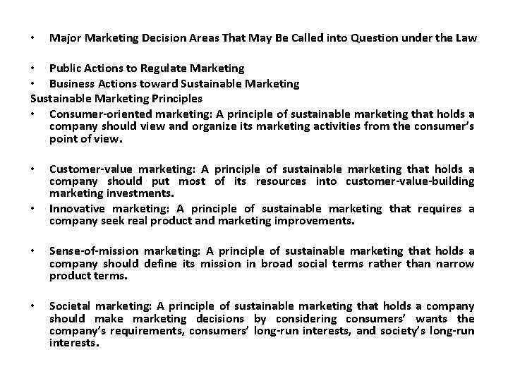  • Major Marketing Decision Areas That May Be Called into Question under the