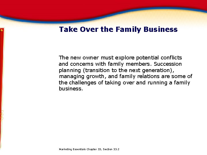 Take Over the Family Business The new owner must explore potential conflicts and concerns