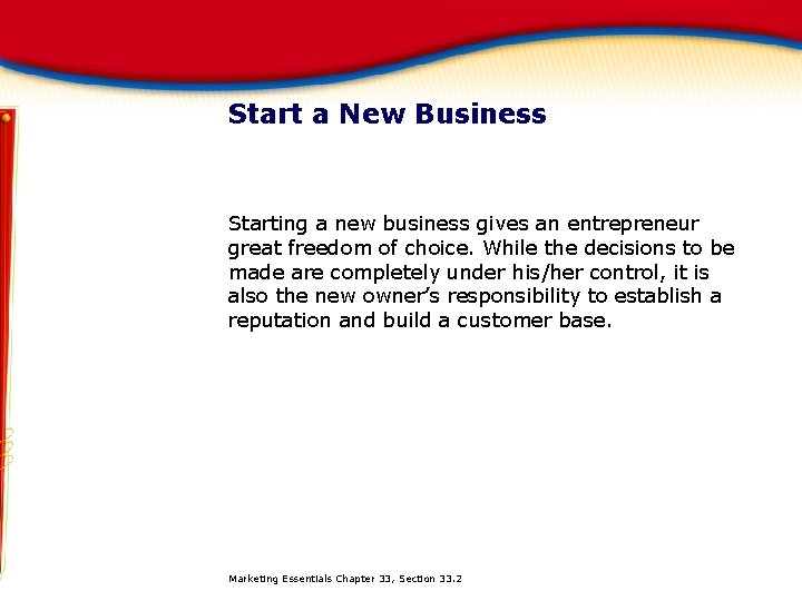 Start a New Business Starting a new business gives an entrepreneur great freedom of