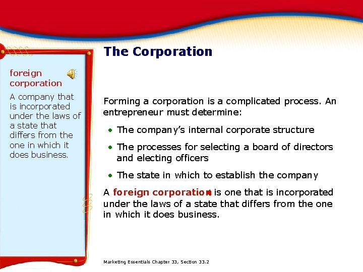 The Corporation foreign corporation A company that is incorporated under the laws of a