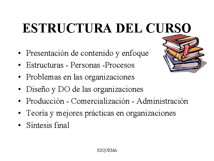 ESTRUCTURA DEL CURSO • • Presentación de contenido y enfoque Estructuras - Personas -Procesos