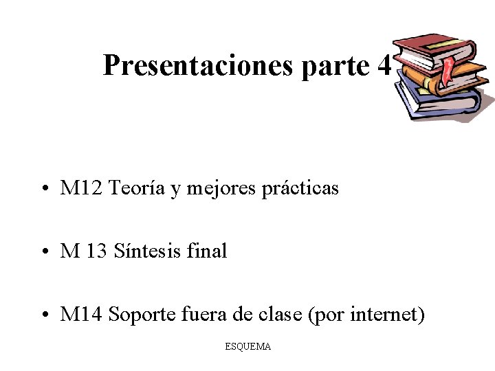 Presentaciones parte 4 • M 12 Teoría y mejores prácticas • M 13 Síntesis
