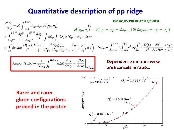 Quantitative description of pp ridge Dusling, RV: PRL 108 (2012)262001 Dependence on transverse area