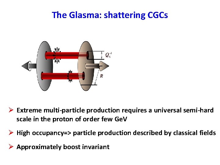 The Glasma: shattering CGCs Ø Extreme multi-particle production requires a universal semi-hard scale in