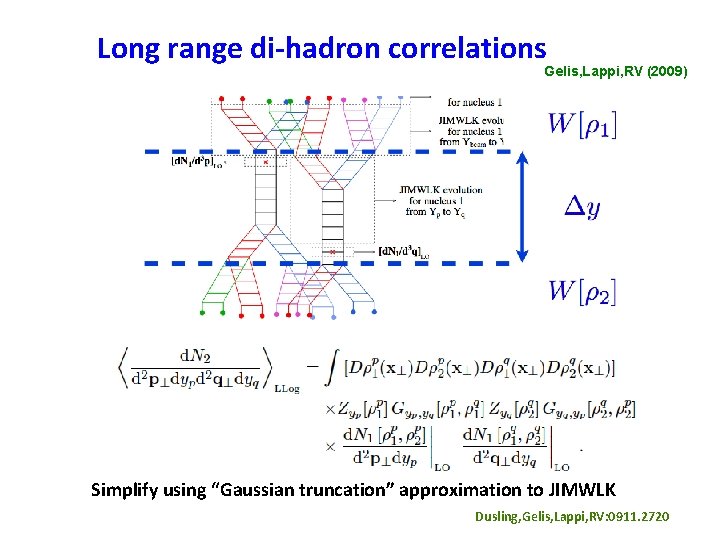 Long range di-hadron correlations Gelis, Lappi, RV (2009) Simplify using “Gaussian truncation” approximation to