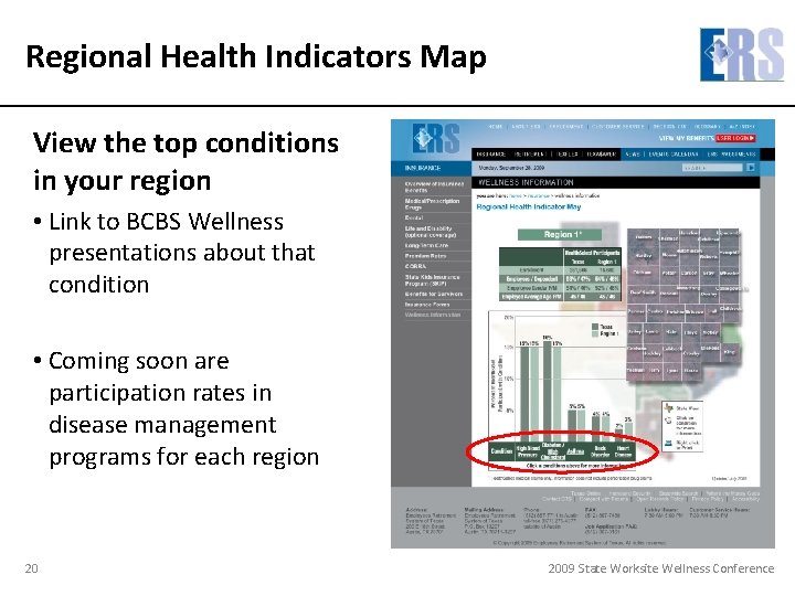Regional Health Indicators Map View the top conditions in your region • Link to
