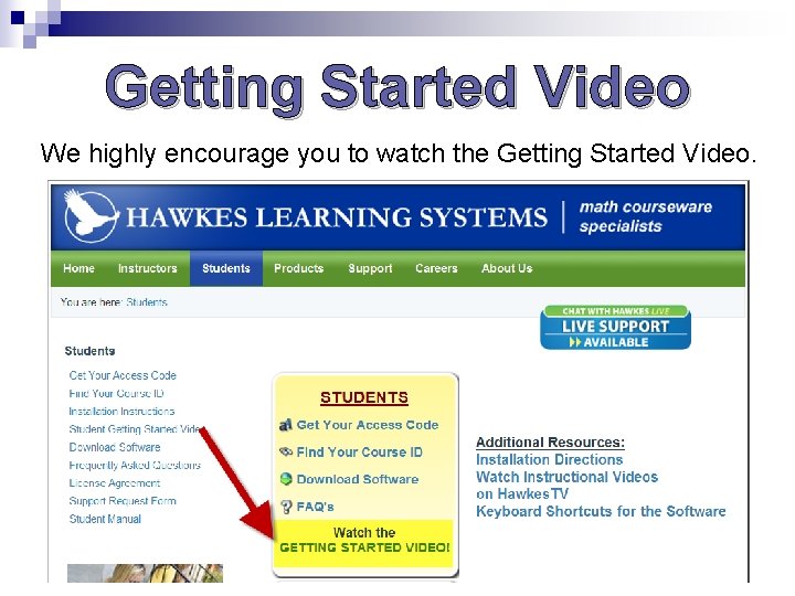Getting Started Video We highly encourage you to watch the Getting Started Video. Getting Started Video We highly encourage you to watch the Getting Started Video.