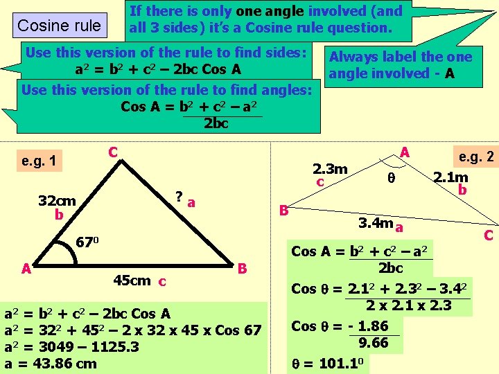 If there is only one angle involved (and all 3 sides) it’s a Cosine