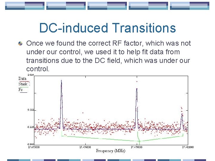 DC-induced Transitions Once we found the correct RF factor, which was not under our
