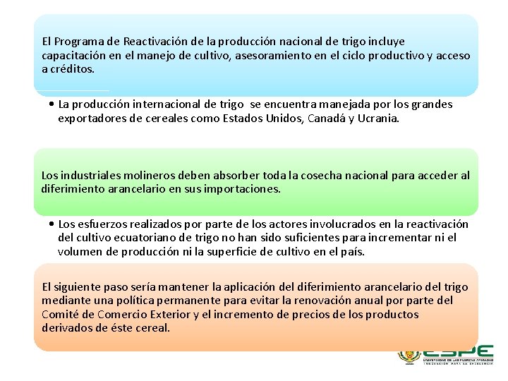 El Programa de Reactivación de la producción nacional de trigo incluye capacitación en el