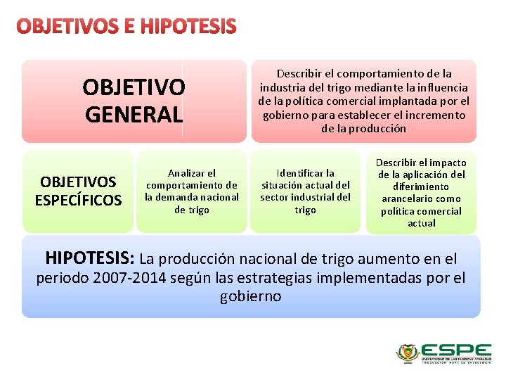 OBJETIVOS E HIPOTESIS OBJETIVO GENERAL OBJETIVOS ESPECÍFICOS Analizar el comportamiento de la demanda nacional