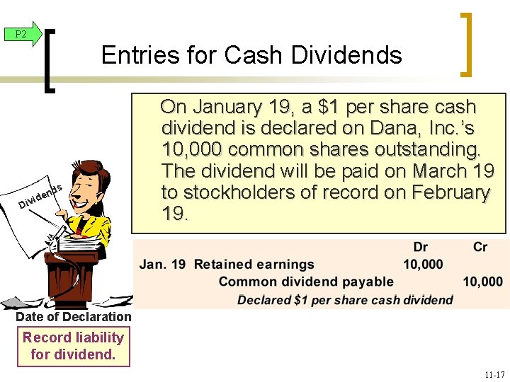 P 2 Entries for Cash Dividends ds n e ivid D On January 19,