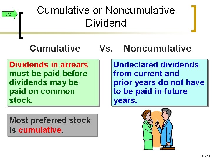 P 2 Cumulative or Noncumulative Dividend Cumulative Dividends in arrears must be paid before