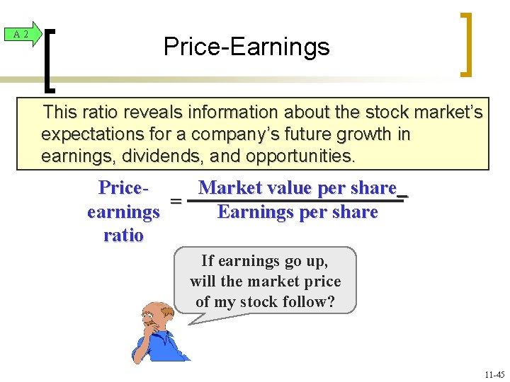 A 2 Price-Earnings This ratio reveals information about the stock market’s expectations for a