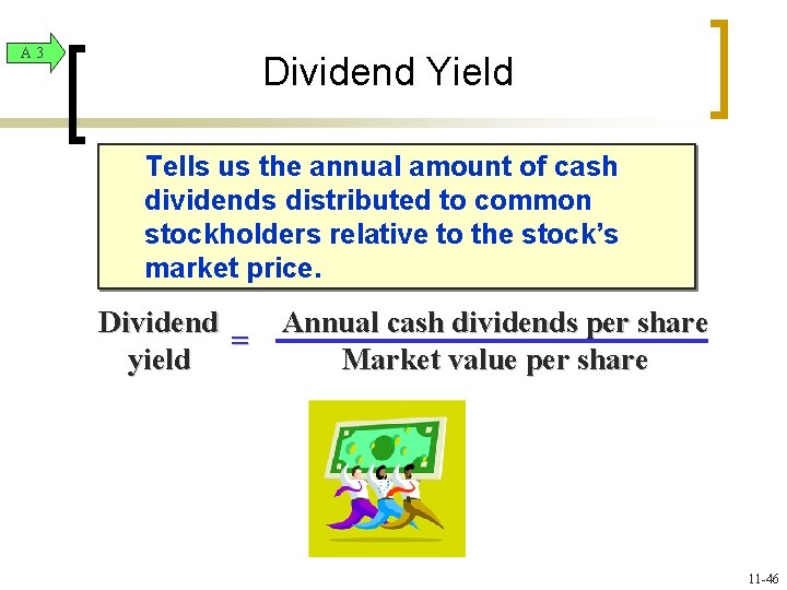 A 3 Dividend Yield Tells us the annual amount of cash dividends distributed to