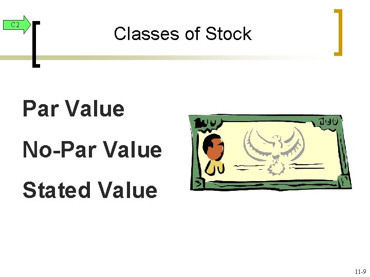 C 2 Classes of Stock Par Value No-Par Value Stated Value 11 -9 