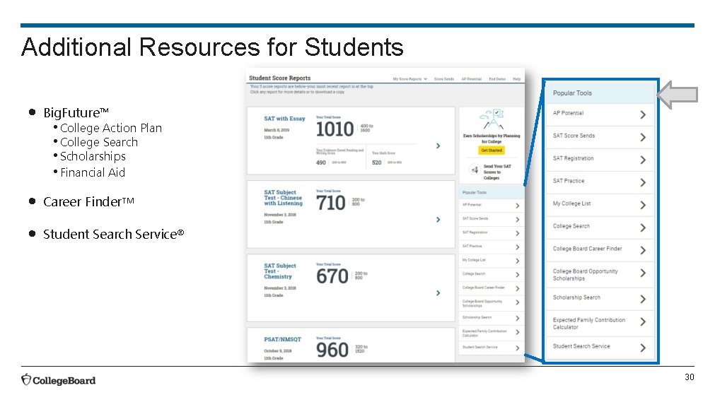 Additional Resources for Students • Big. Future™ • Career Finder. TM • Student Search Additional Resources for Students • Big. Future™ • Career Finder. TM • Student Search