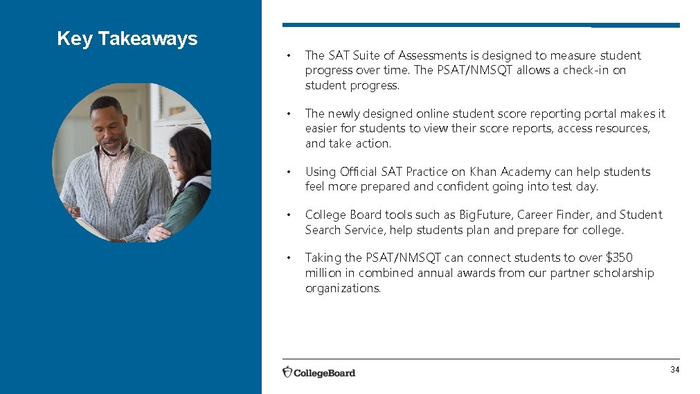 Key Takeaways • The SAT Suite of Assessments is designed to measure student progress Key Takeaways • The SAT Suite of Assessments is designed to measure student progress