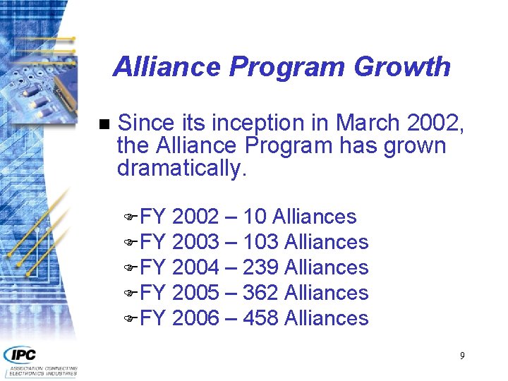 Alliance Program Growth n Since its inception in March 2002, the Alliance Program has