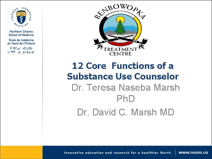 12 Core Functions of a Substance Use Counselor Dr. Teresa Naseba Marsh Ph. D