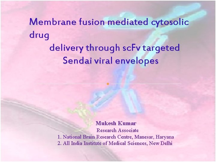 Membrane fusion mediated cytosolic drug delivery through sc. Fv targeted Sendai viral envelopes Mukesh