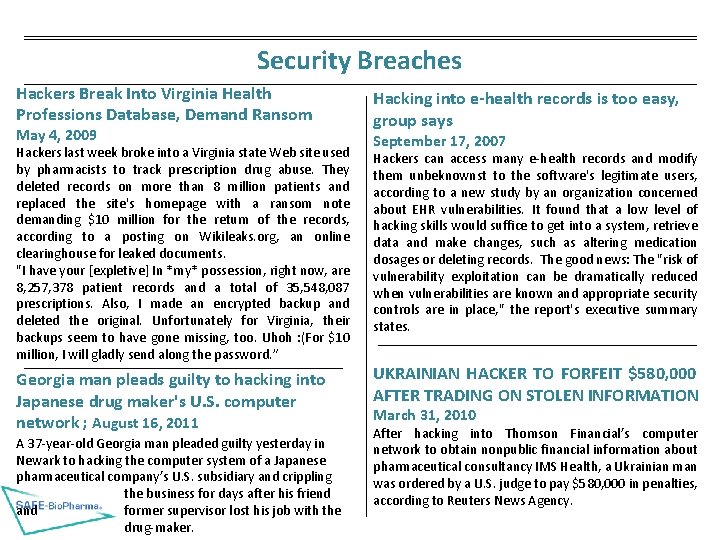 Security Breaches Hackers Break Into Virginia Health Professions Database, Demand Ransom May 4, 2009 Security Breaches Hackers Break Into Virginia Health Professions Database, Demand Ransom May 4, 2009