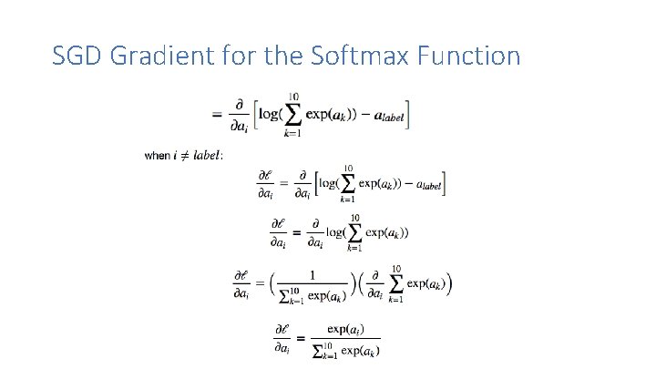 SGD Gradient for the Softmax Function 