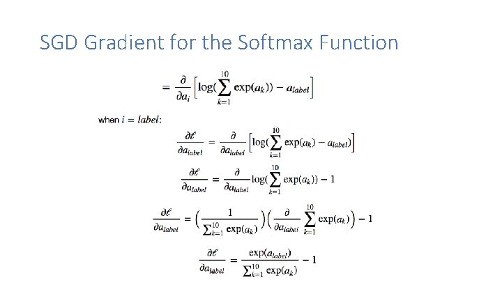 SGD Gradient for the Softmax Function 