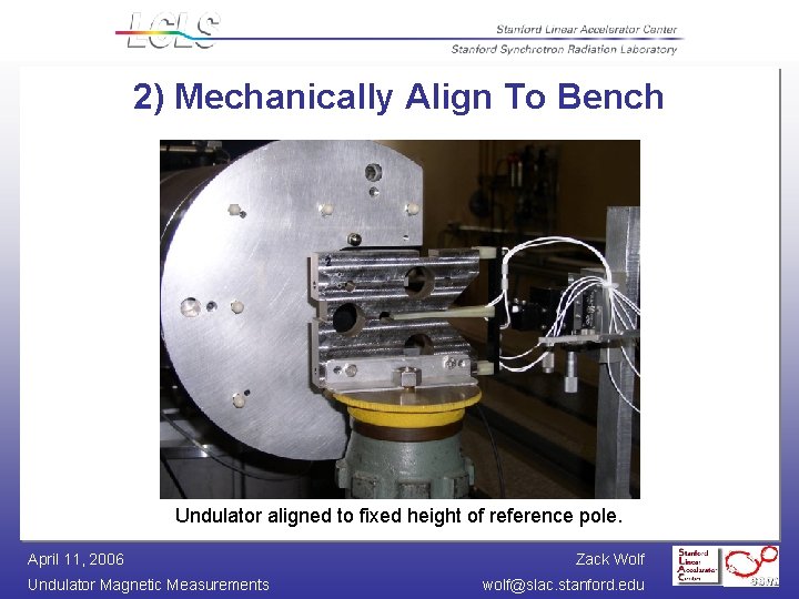 2) Mechanically Align To Bench Undulator aligned to fixed height of reference pole. April