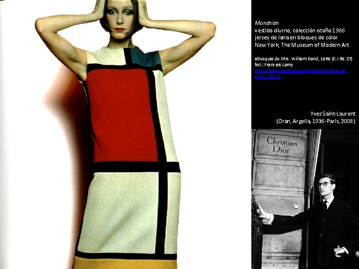 Mondrian vestido diurno, colección otoño 1966 jersey de lana en bloques de color New