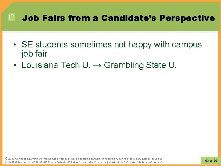 Job Fairs from a Candidate’s Perspective • SE students sometimes not happy with campus